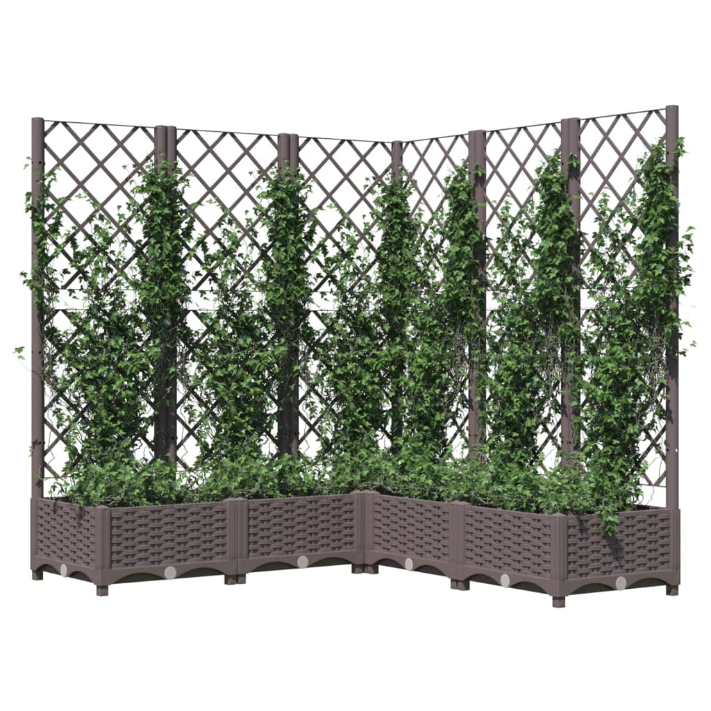 

vidaXL Plantenbak met latwerk 120x120x121,5 cm polypropeen bruin