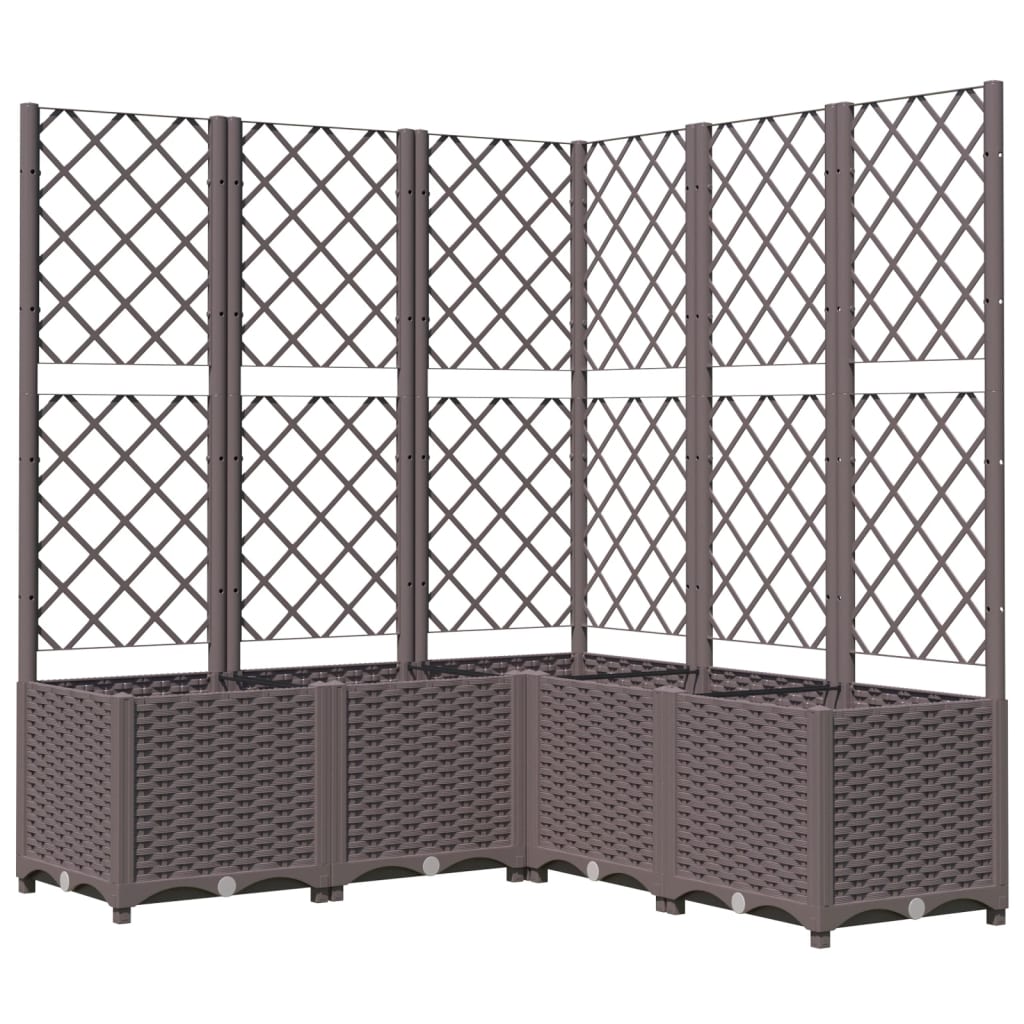 vidaXL Zahradní truhlík s treláží hnědý 120 x 120 x 136 cm PP