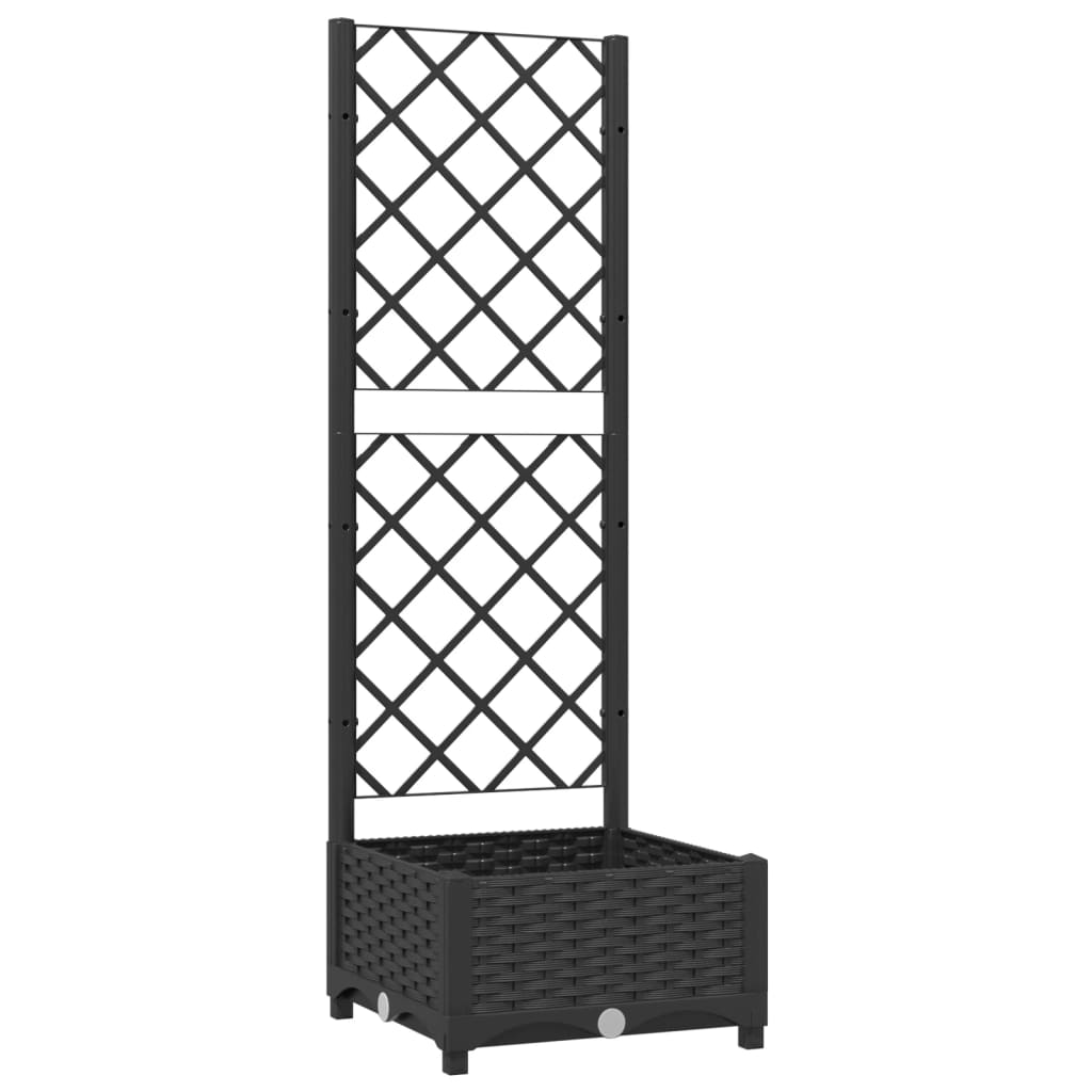 vidaXL Zahradní truhlík s treláží černý 40 x 40 x 121,5 cm PP