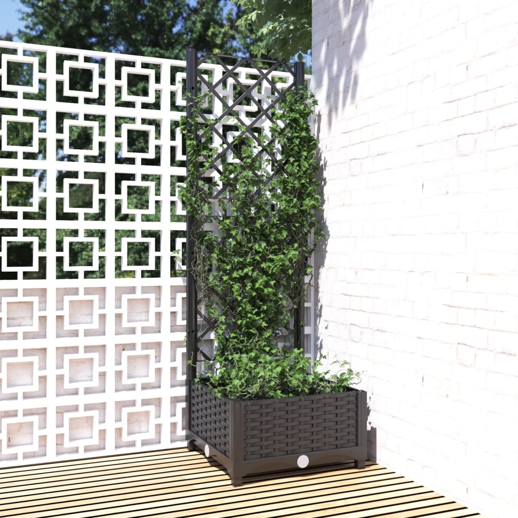 Petrashop  Zahradní truhlík s treláží černý 40 x 40 x 121,5 cm PP