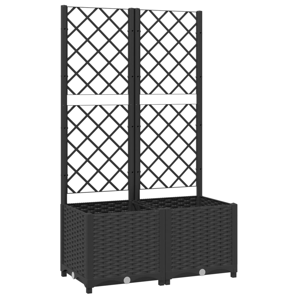 vidaXL Zahradní truhlík s treláží černý 80 x 40 x 136 cm PP