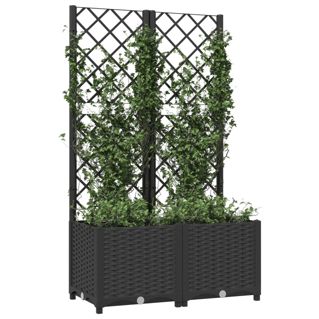 vidaXL Jardinieră de grădină cu spalier negru, 80x40x136 cm, PP