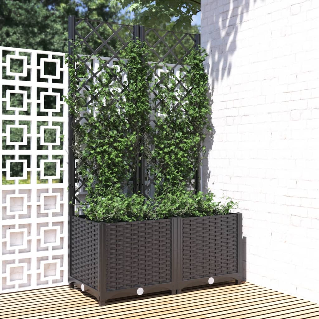 vidaXL plantekasse med espalier 80x40x136 cm PP sort