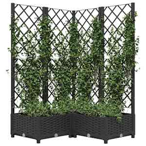 vidaXL Sodo lovelis su treliažu, juodos spalvos, 80x80x121,5cm, PP