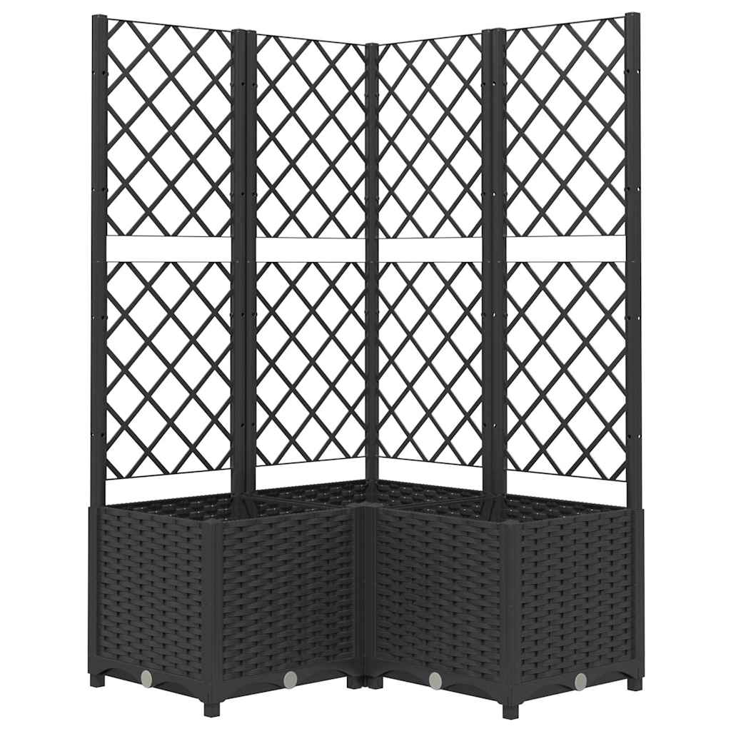 vidaXL Zahradní truhlík s treláží černý 80 x 80 x 136 cm PP