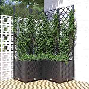 Cvetlično korito z oporno mrežo črno 80x80x136 cm PP