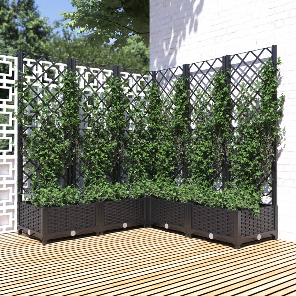 vidaXL plantekasse med espalier 120x120x121,5 cm PP sort