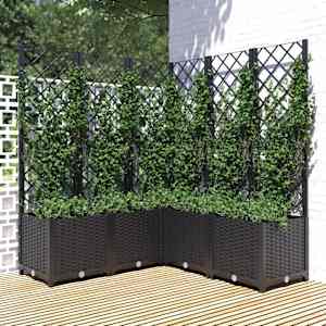 Cvetlično korito z oporno mrežo črno 120x120x136 cm PP