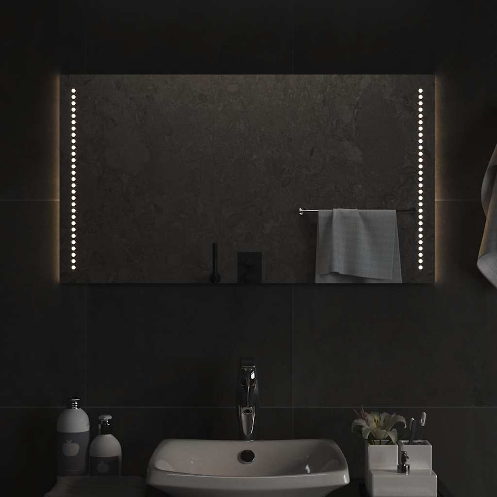 vidaXL Oglindă de baie cu LED, 90x50 cm