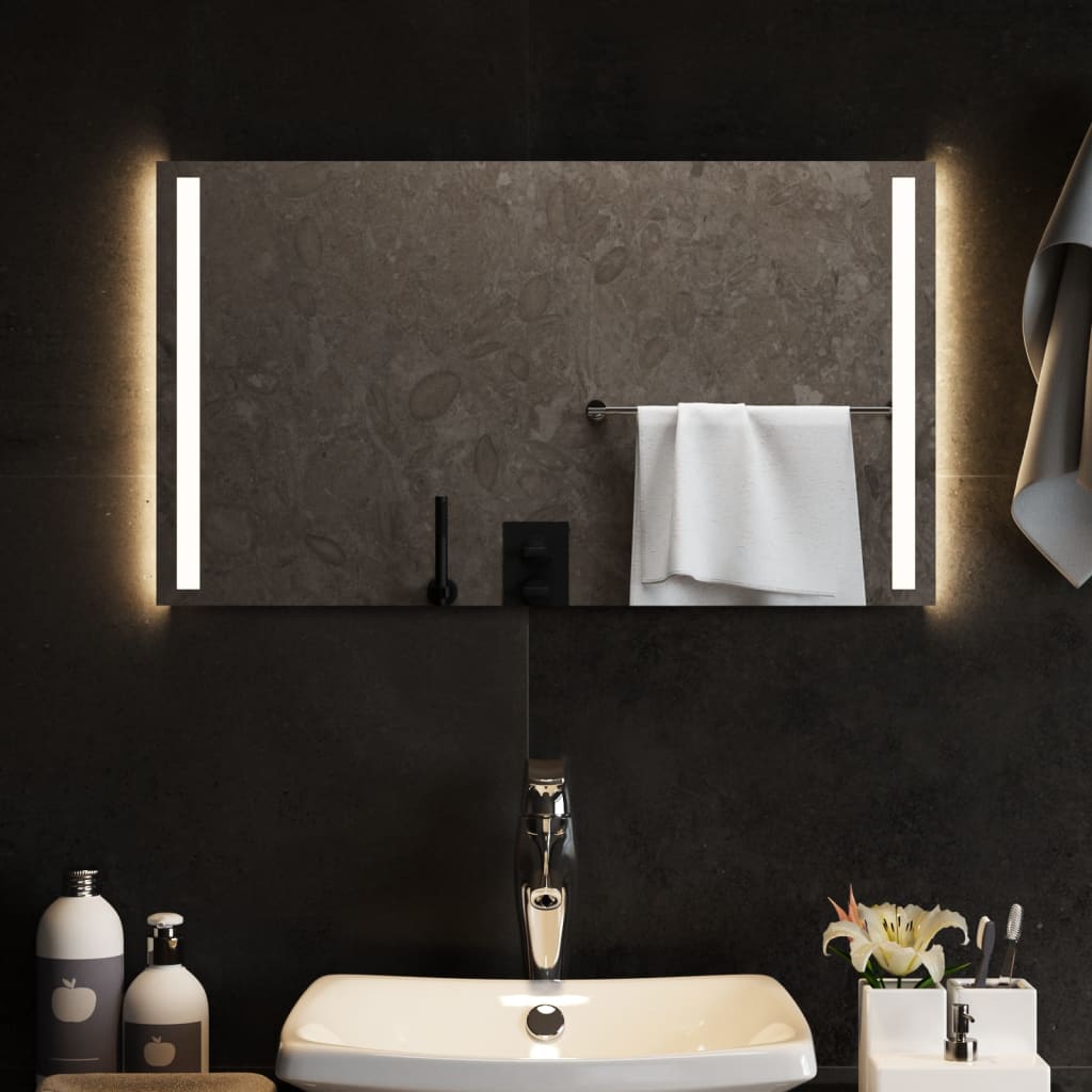Oglindă de baie cu LED, 70×40 cm