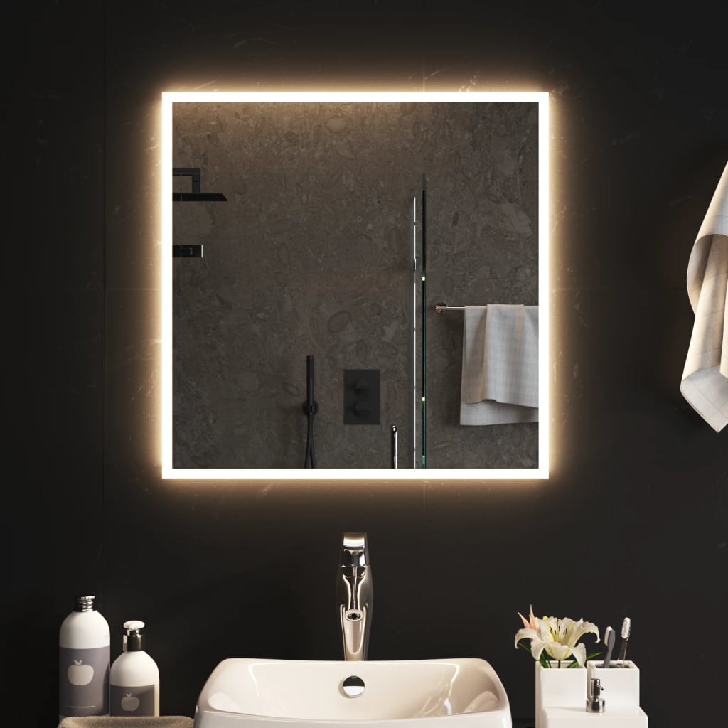 vidaXL badeværelsesspejl med LED-lys 60x60 cm