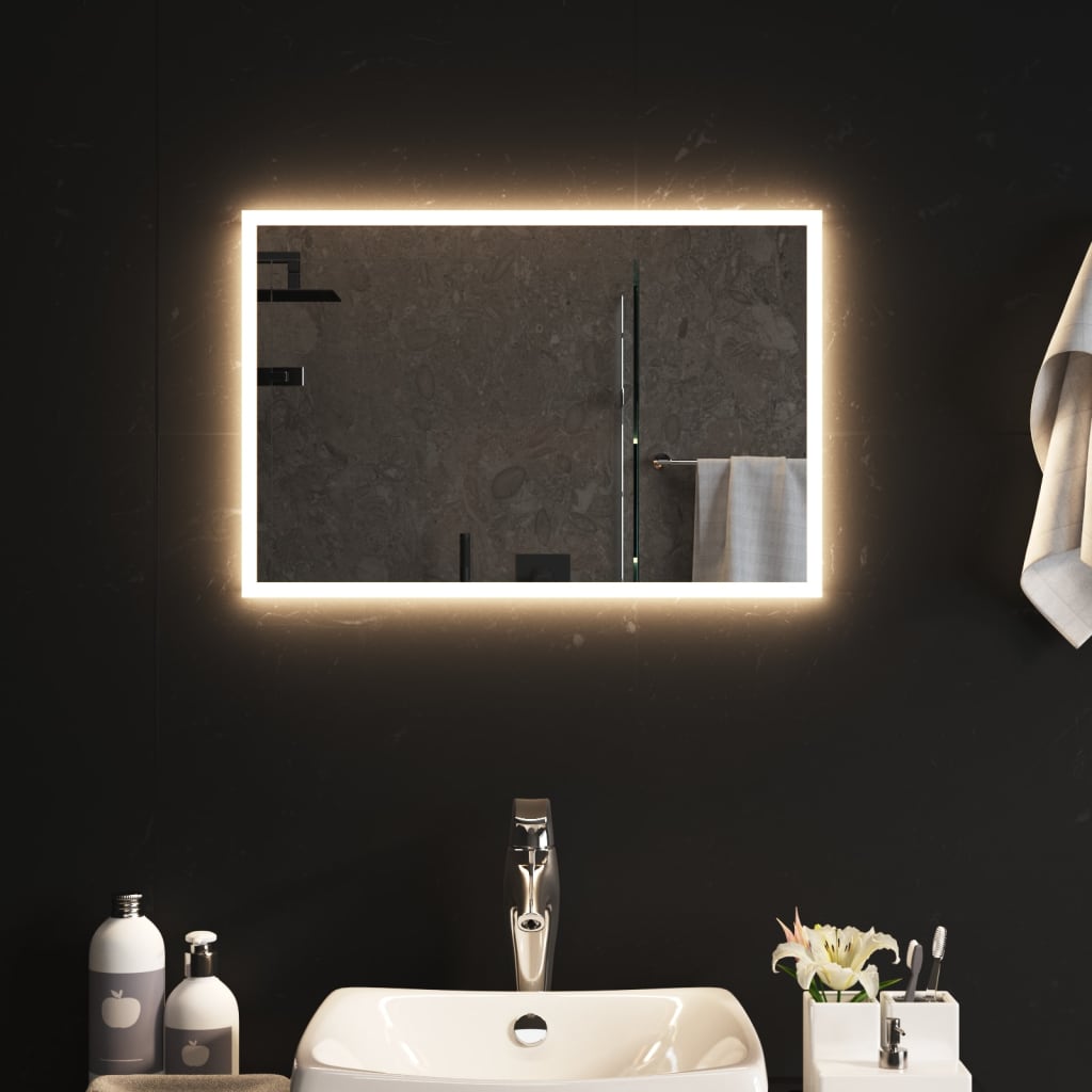 vidaXL badeværelsesspejl med LED-lys 60x40 cm