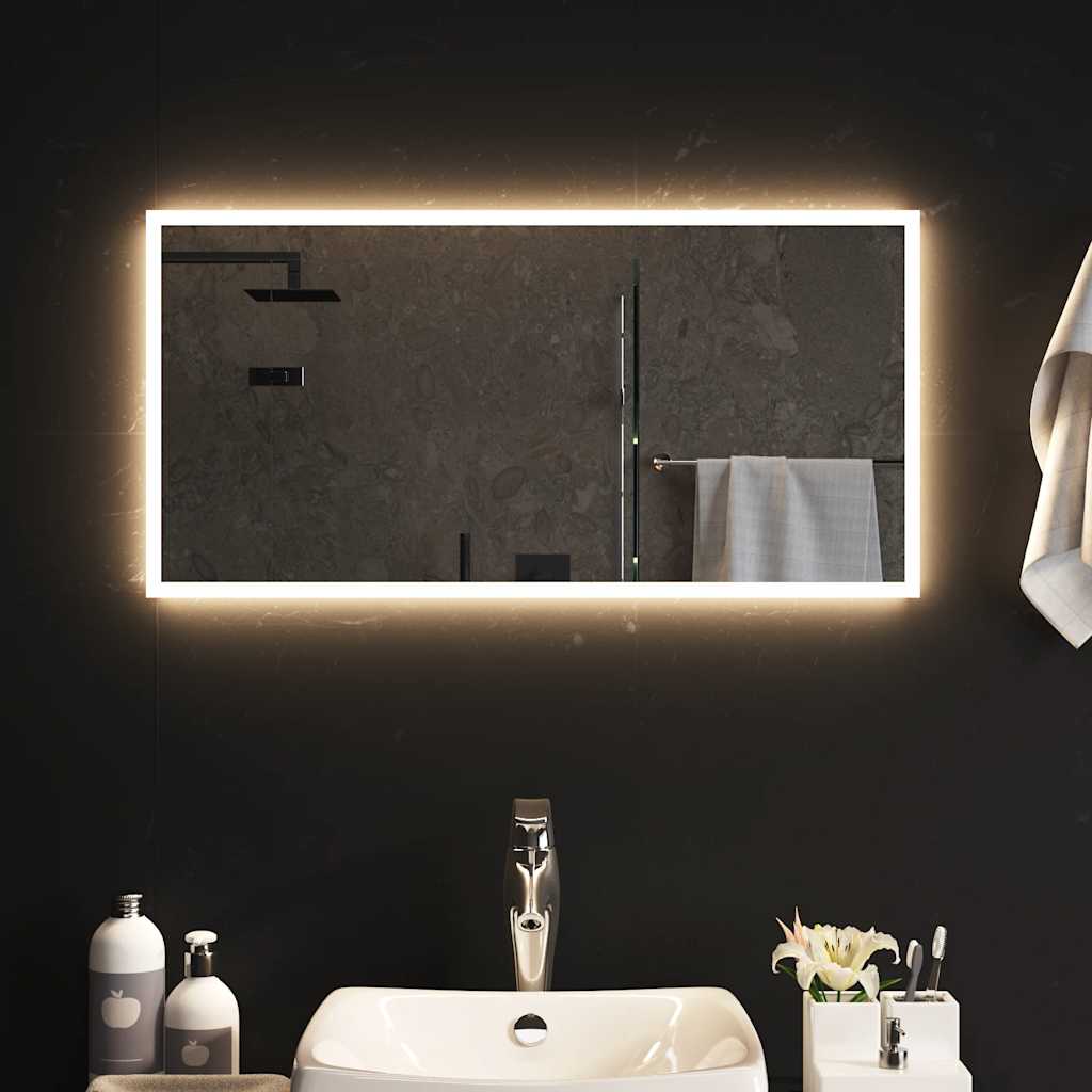 vidaXL badeværelsesspejl med LED-lys 80x40 cm