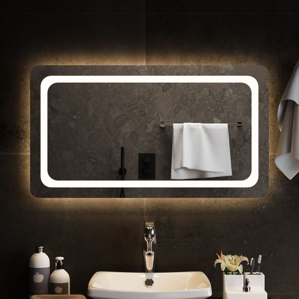 Specchio da Bagno con Luci LED 90×50 cm