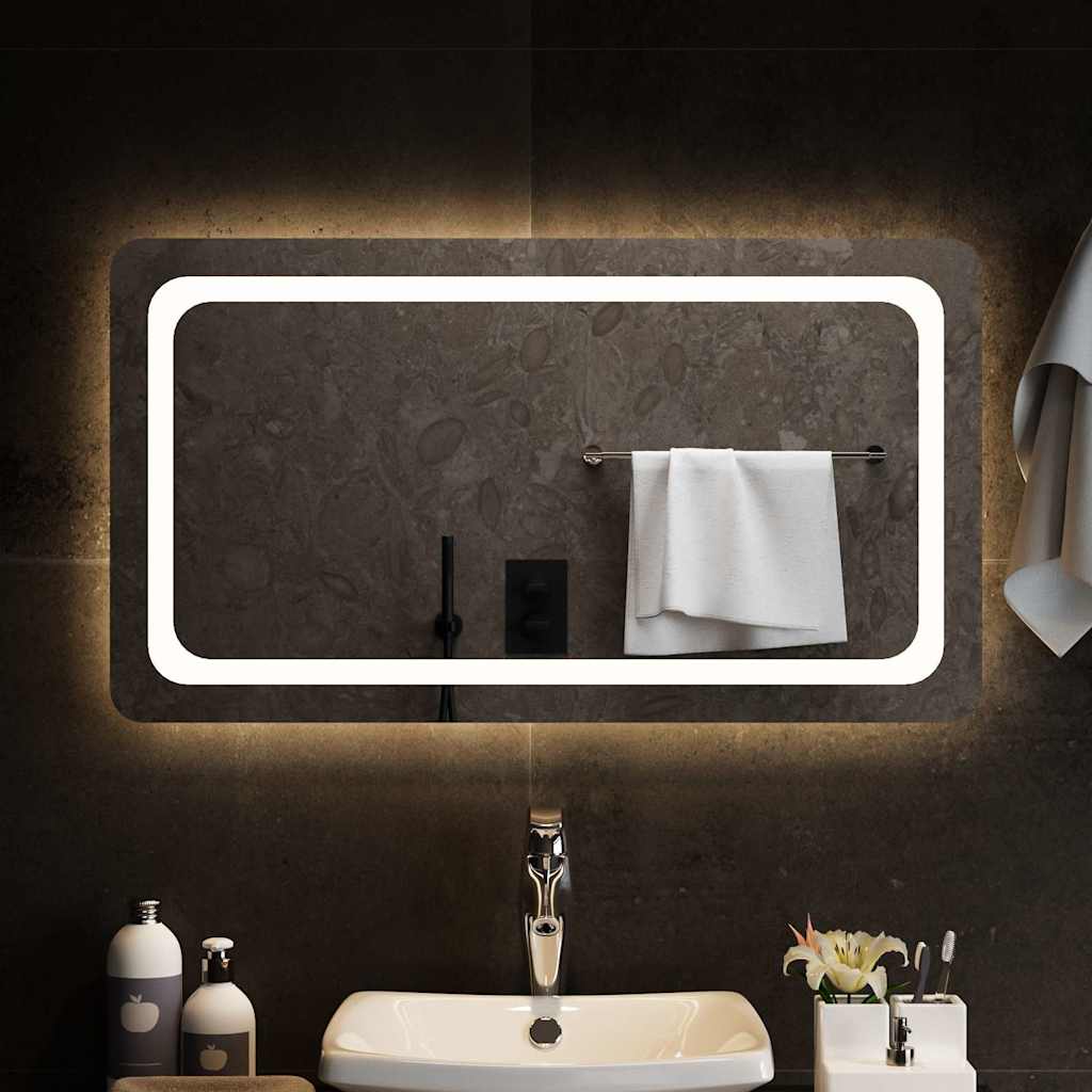 vidaXL Oglindă de baie cu LED, 90x50 cm
