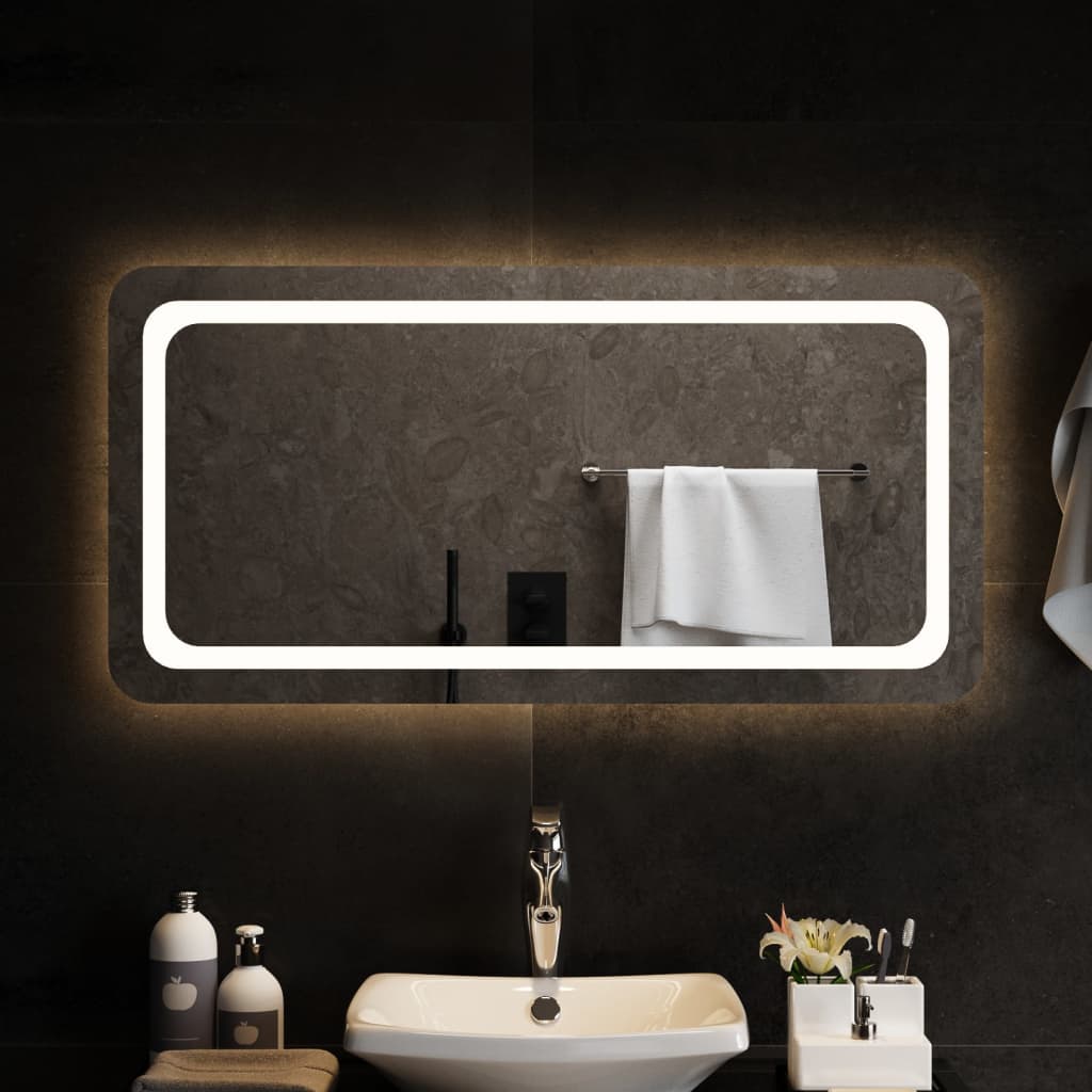 vidaXL badeværelsesspejl med LED-lys 100x50 cm