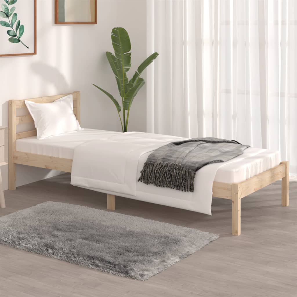 Estructura de cama madera maciza de pino individual 75×190 cm