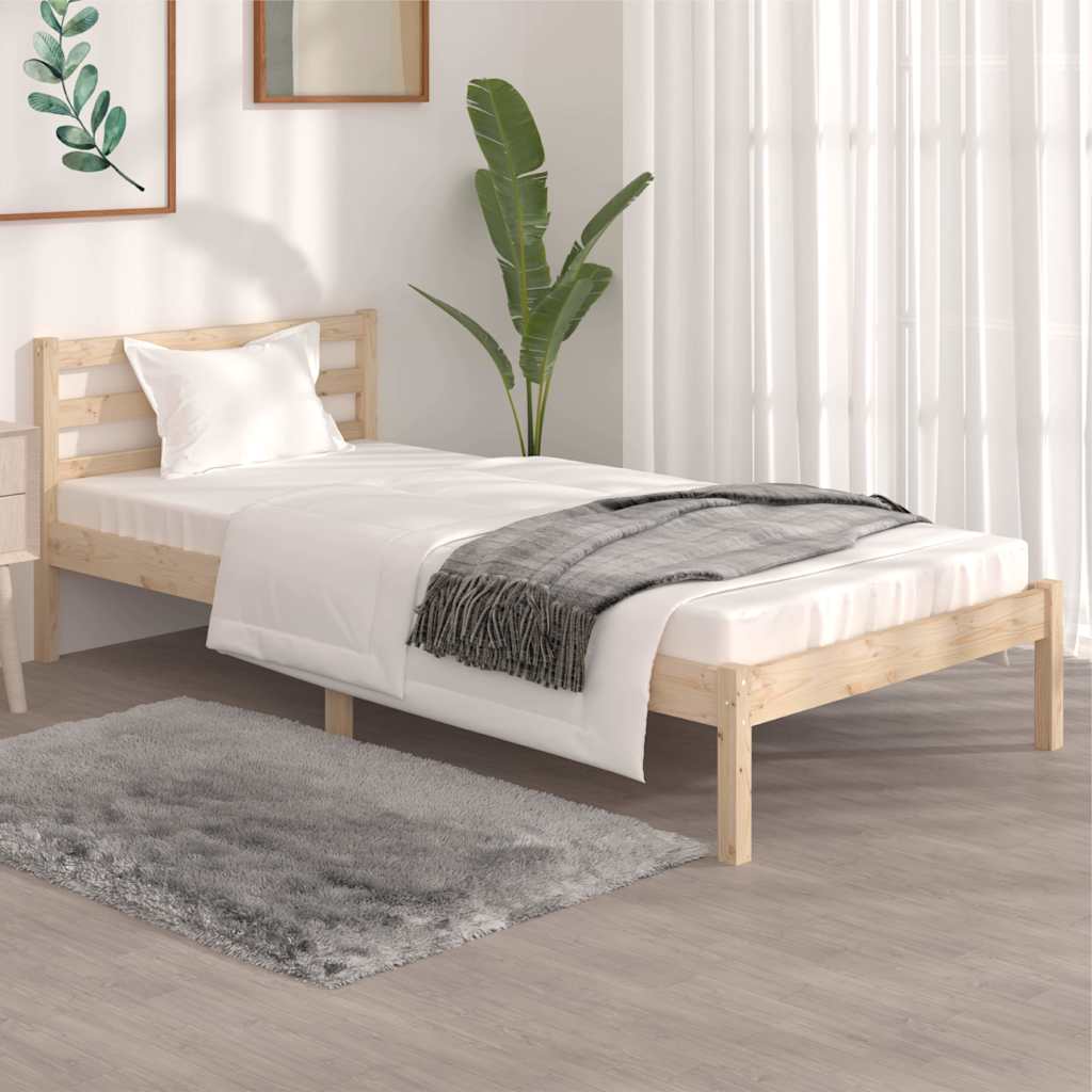 vidaXL Rama ��ka, lite drewno sosnowe, 90x190 cm, pojedyncza