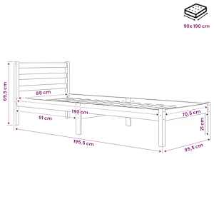 Rám postele masivní borovice 90 x 190 cm bílý Single - obrázek 8