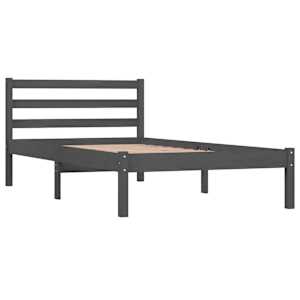 vidaXL Sengeramme heltre furu 90x190 cm gr&aring; Single