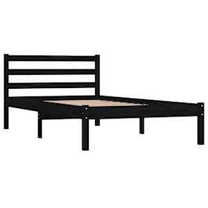 vidaXL Sengeramme heltre furu 90x190 cm svart Single