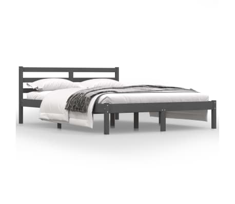 vidaXL Bed Frame Solid Wood Pine 120x190 cm Small Double Grey