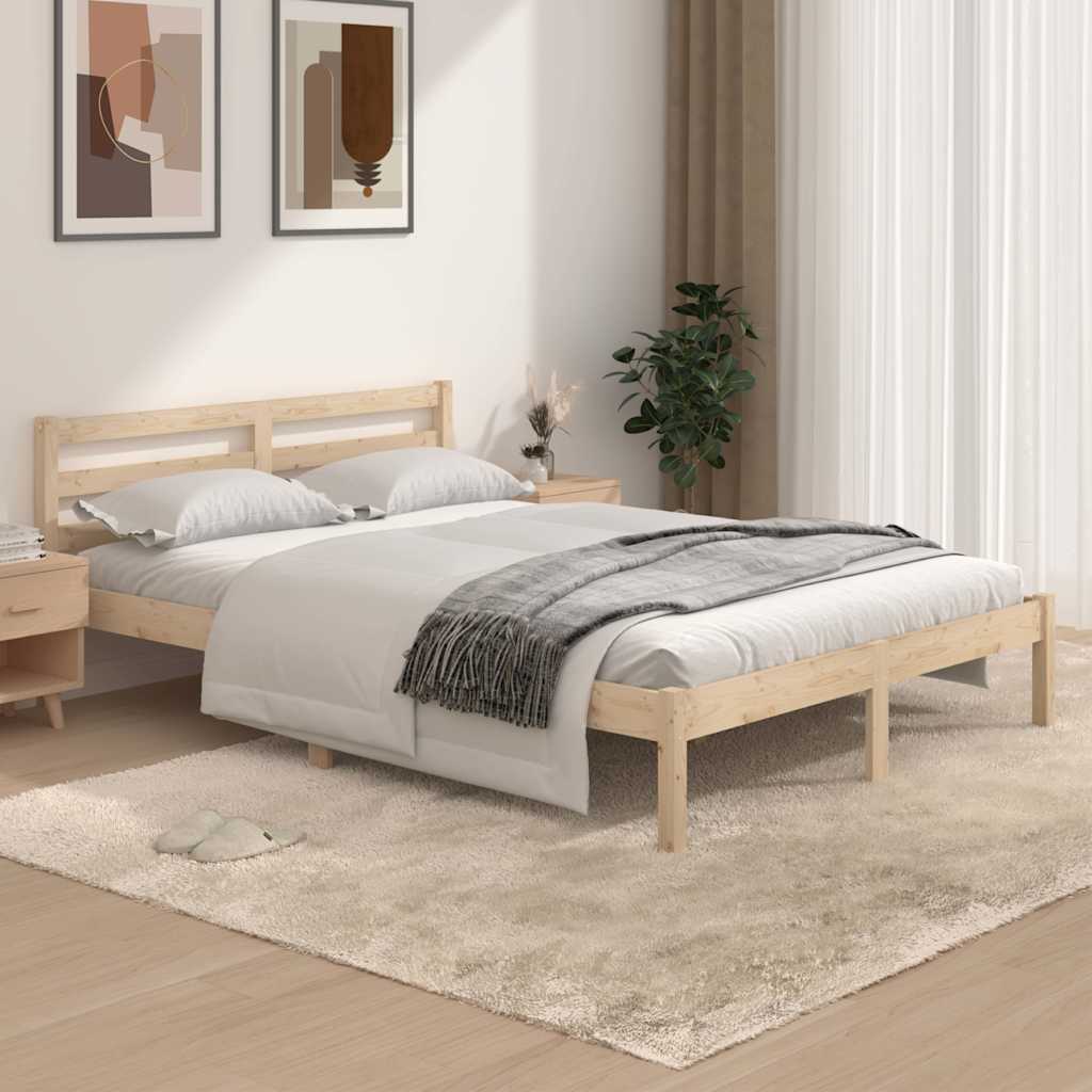 vidaXL Rama ��ka, lite drewno sosnowe, 135x190 cm, podw�jna