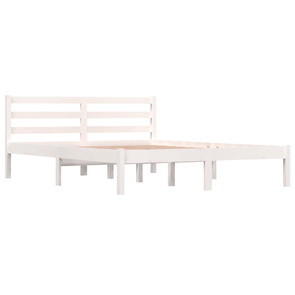 vidaXL Bedframe massief grenenhout wit 140x190 cm afbeelding