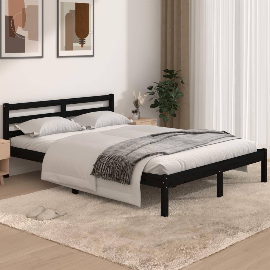 Sofá cama madera maciza de pino negro 140x190 cm