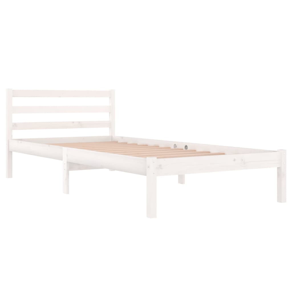vidaXL Bedframe massief grenenhout wit 90x200 cm afbeelding