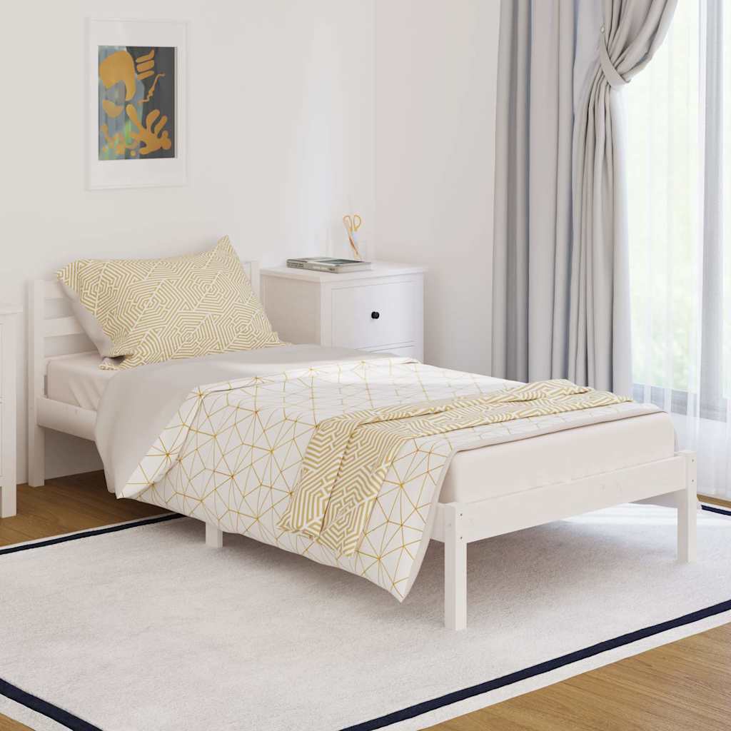 vidaXL Rama ��ka, lite drewno sosnowe, 90x200 cm, bia�a