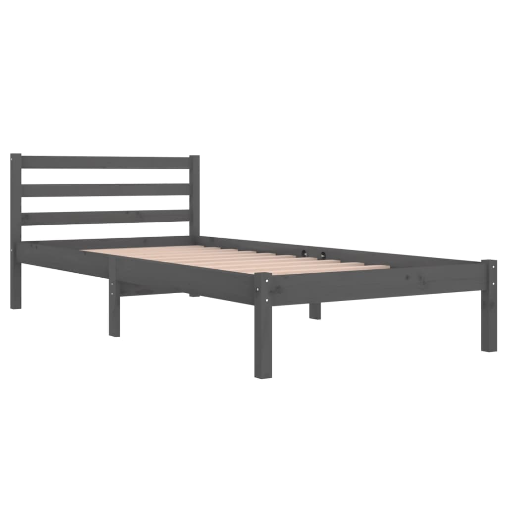 vidaXL Estructura de cama de madera maciza de pino 90x200 cm gris