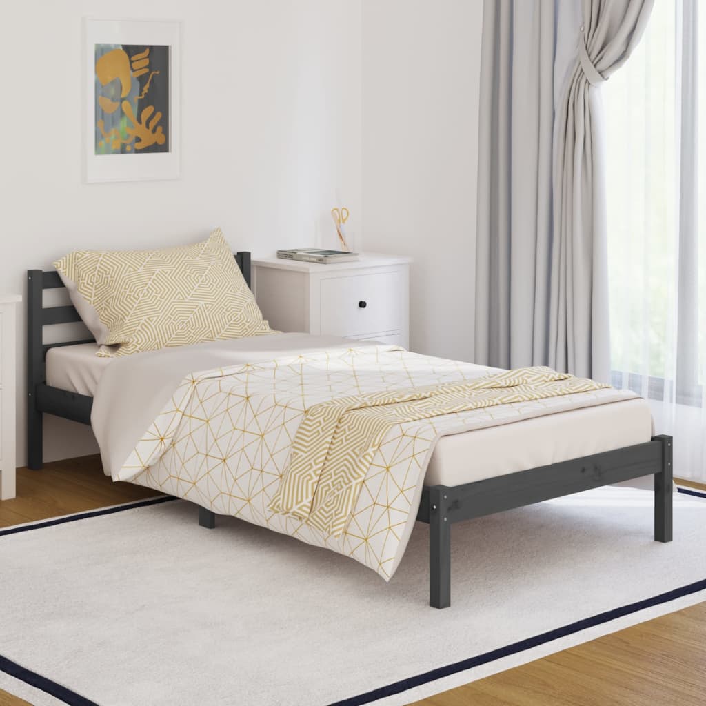 Sofá cama madera maciza de pino gris 90x200 cm