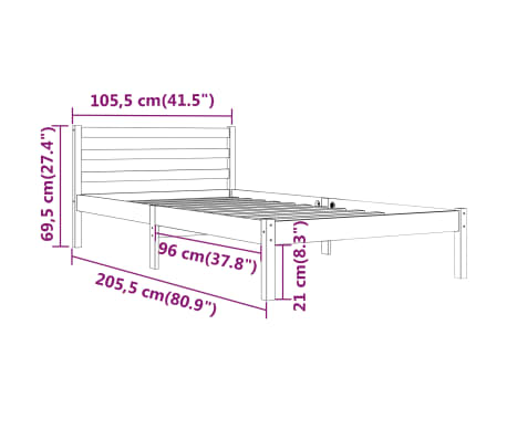 vidaXL Bedframe massief grenenhout wit 100x200 cm, bed frame, bed, 1