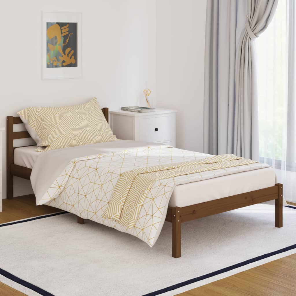 Sofá cama madera maciza de pino marrón miel 100x200 cm