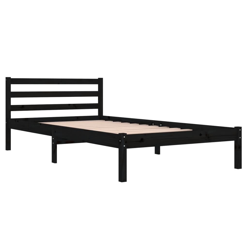 vidaXL Estructura de cama sin colchón madera pino negro 100x200 cm