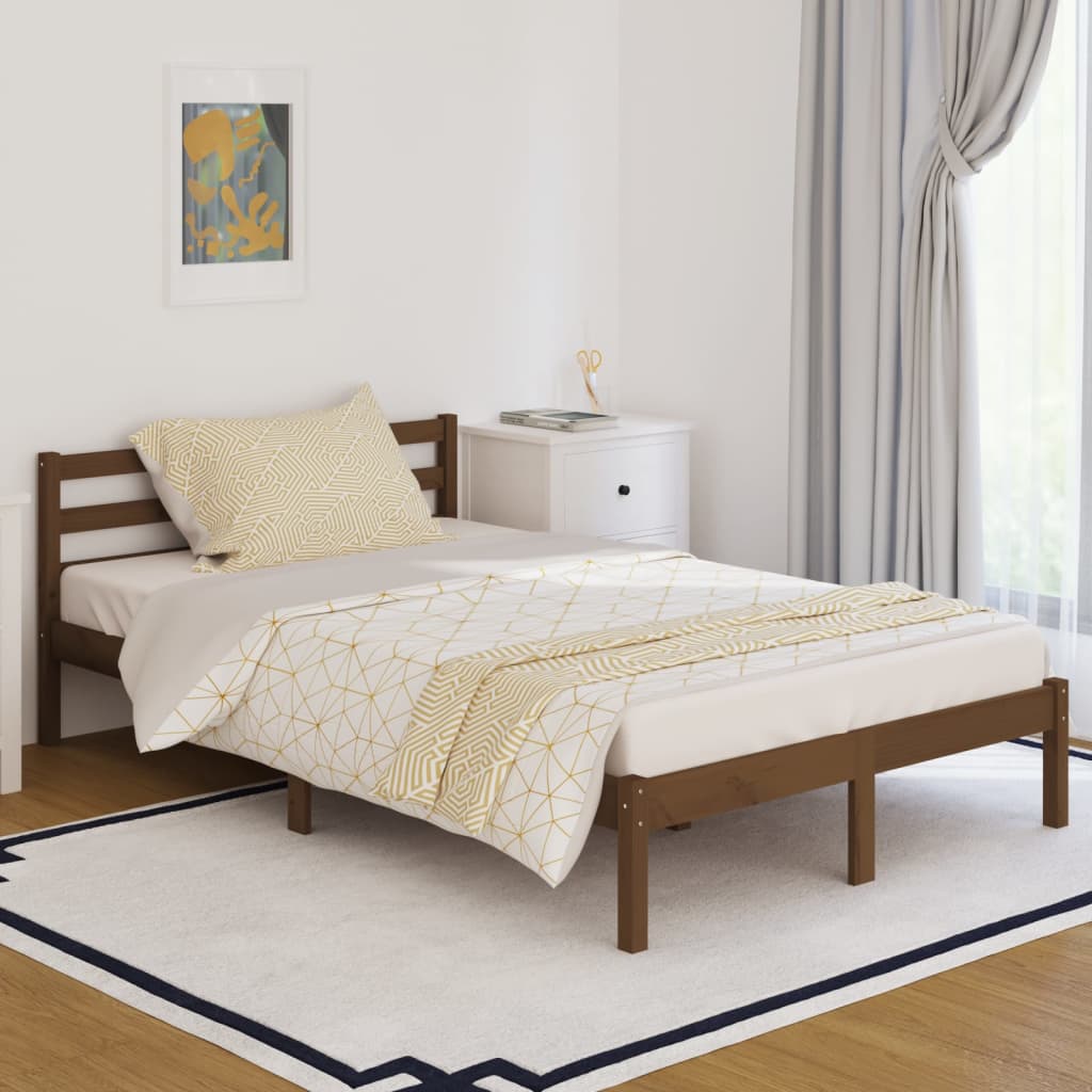 Sofá cama madera maciza de pino marrón miel 120x200 cm