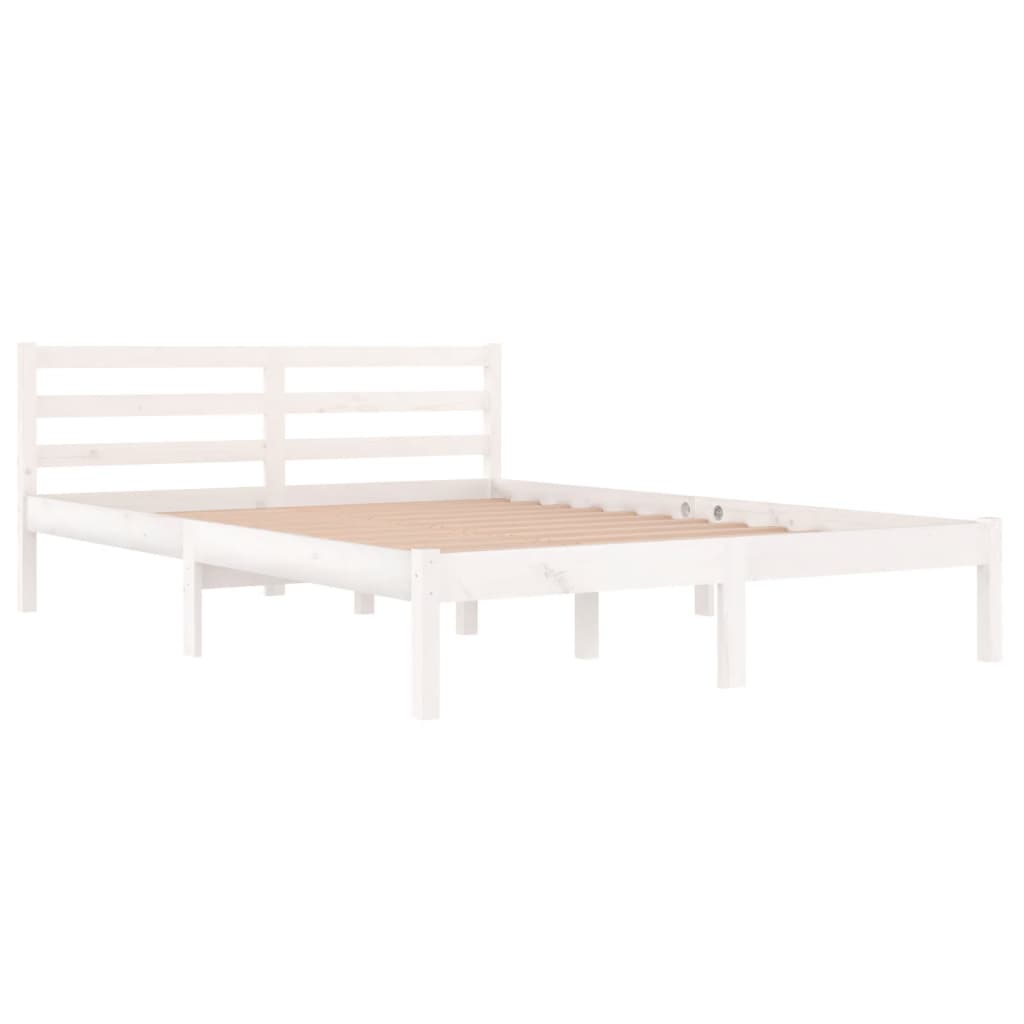 vidaXL Bedframe massief grenenhout wit 140x200 cm afbeelding