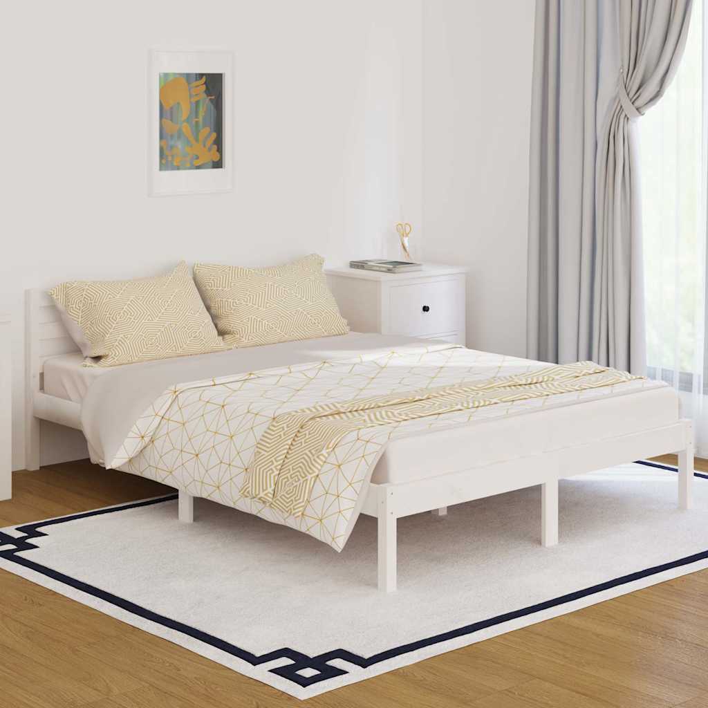 vidaXL Rama ��ka, bia�a, 140x200 cm, lite drewno sosnowe