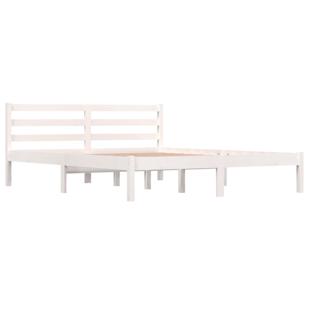 vidaXL Bedframe massief grenenhout wit 150x200 cm afbeelding