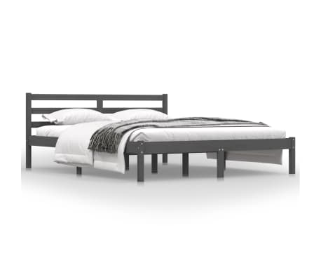 vidaXL Rám postele masivní borovice 150 x 200 cm šedý King Size