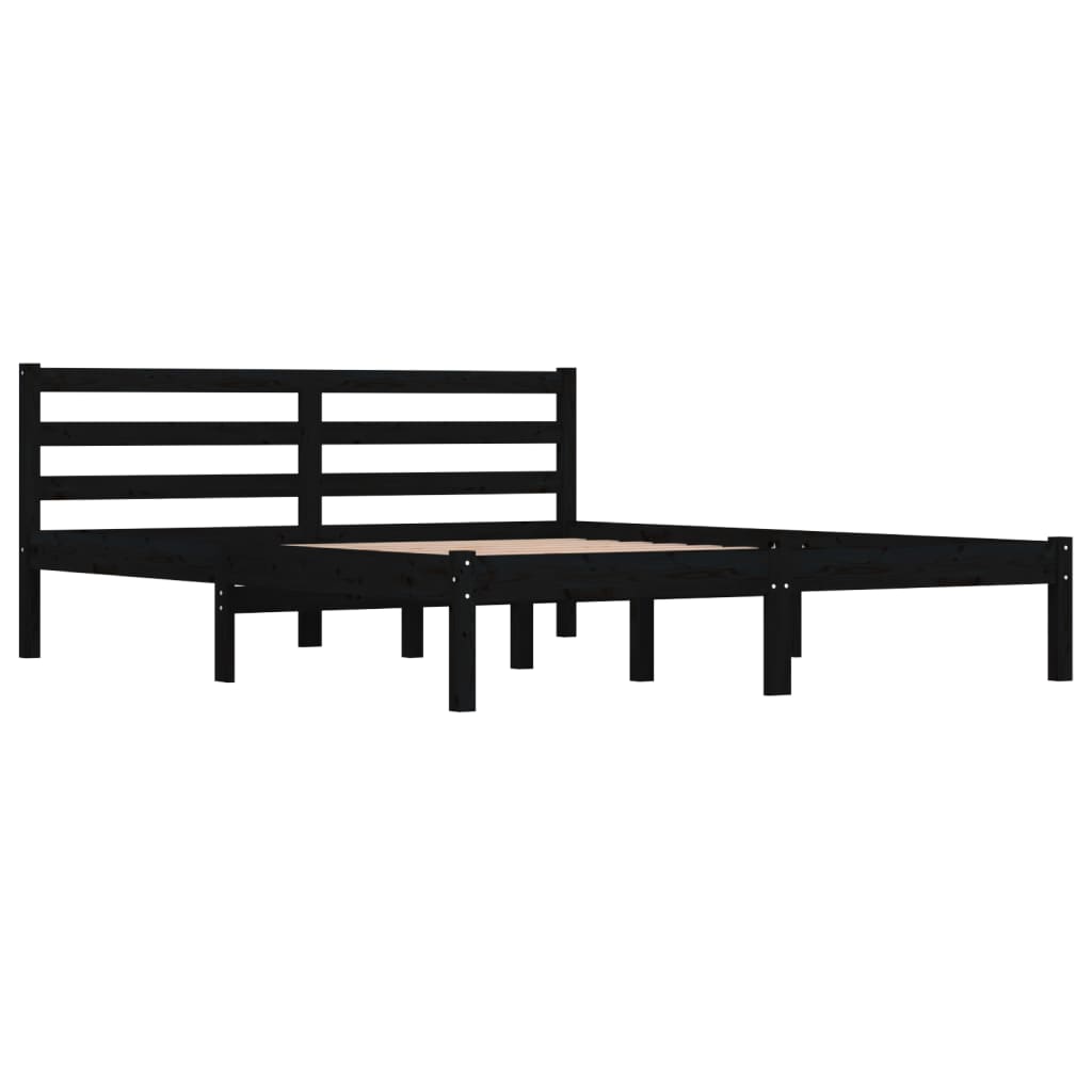 

vidaXL Bedframe massief grenenhout zwart 150x200 cm 5FT King Size
