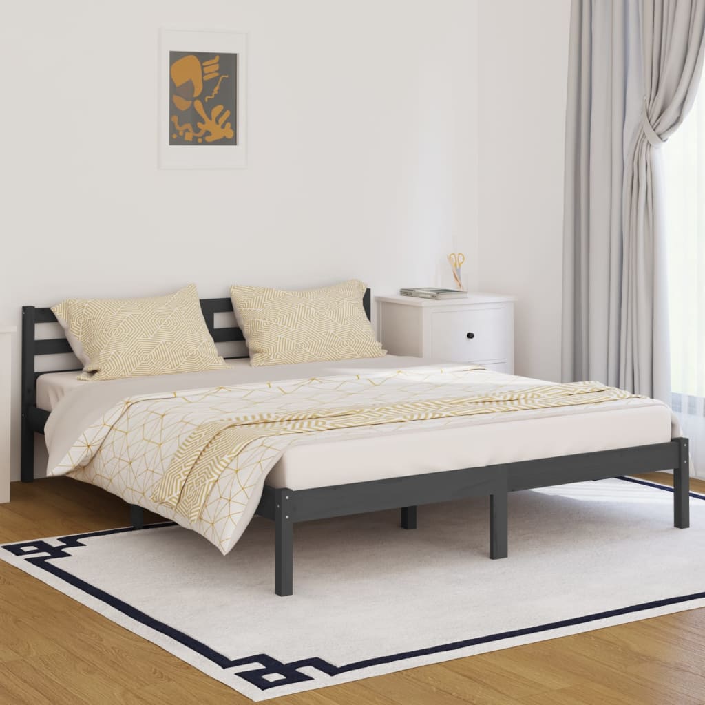 vidaXL Rám postele masivní borové dřevo 160 x 200 cm šedý