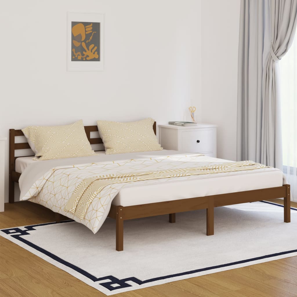 Sofá cama madera maciza de pino marrón miel 160x200 cm