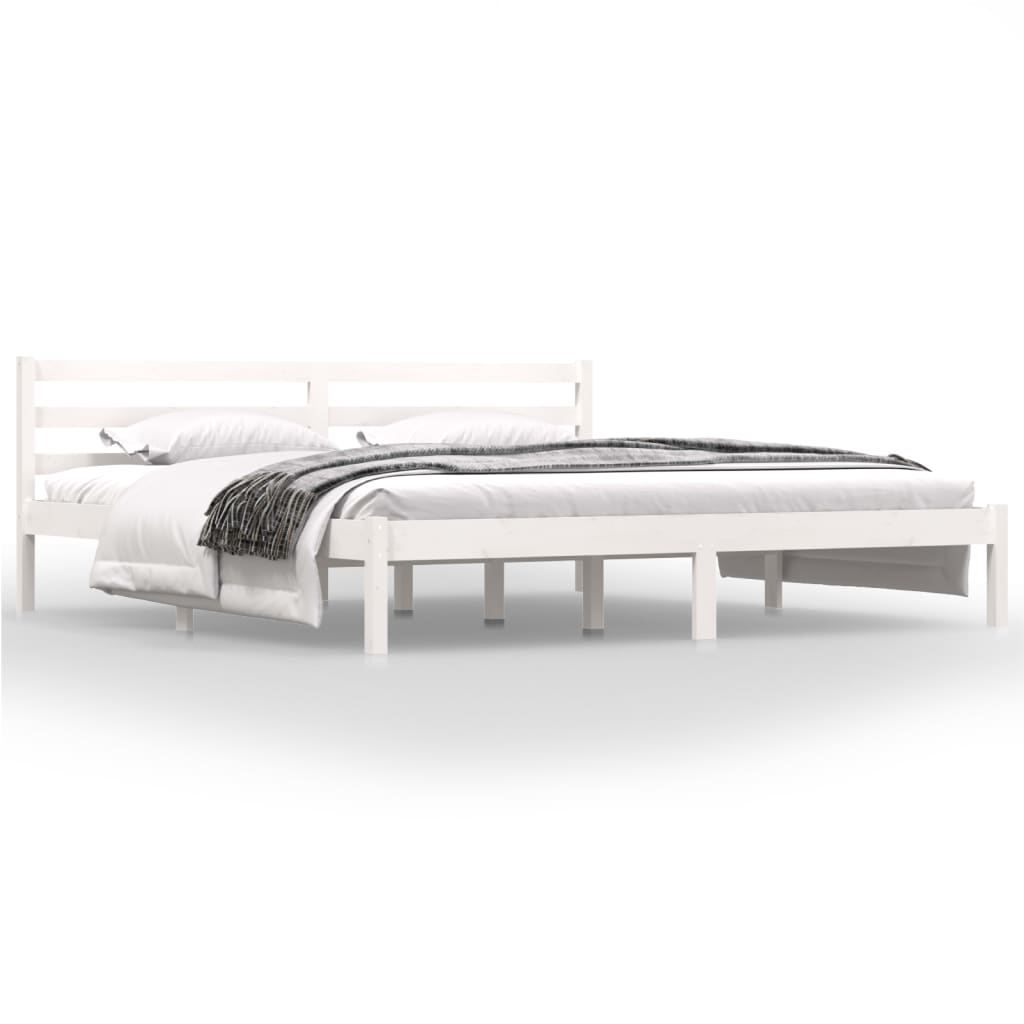E-shop vidaXL Posteľný rám borovicový masív 180x200 cm biely Super King
