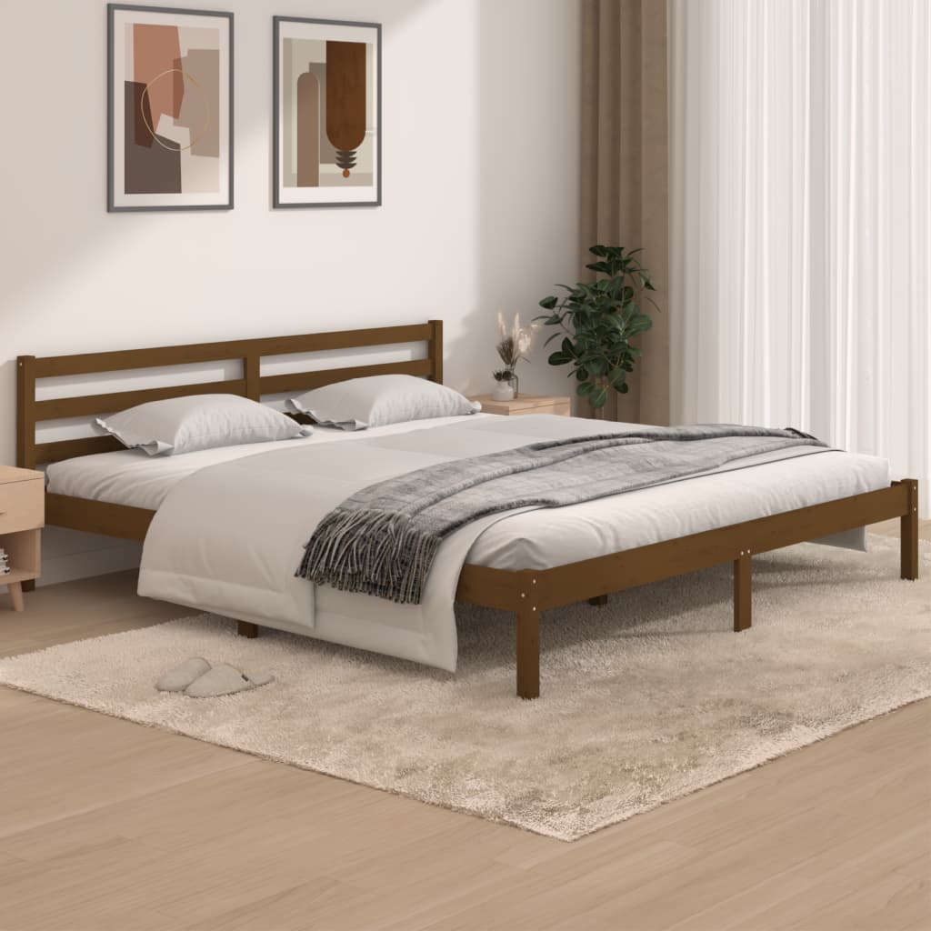 vidaXL Cadru de pat Super King 6FT, maro miere, 180×200 cm, lemn pin