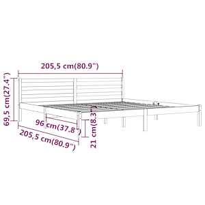 Rám postele masivní borové dřevo 200 x 200 cm bílý - obrázek 8