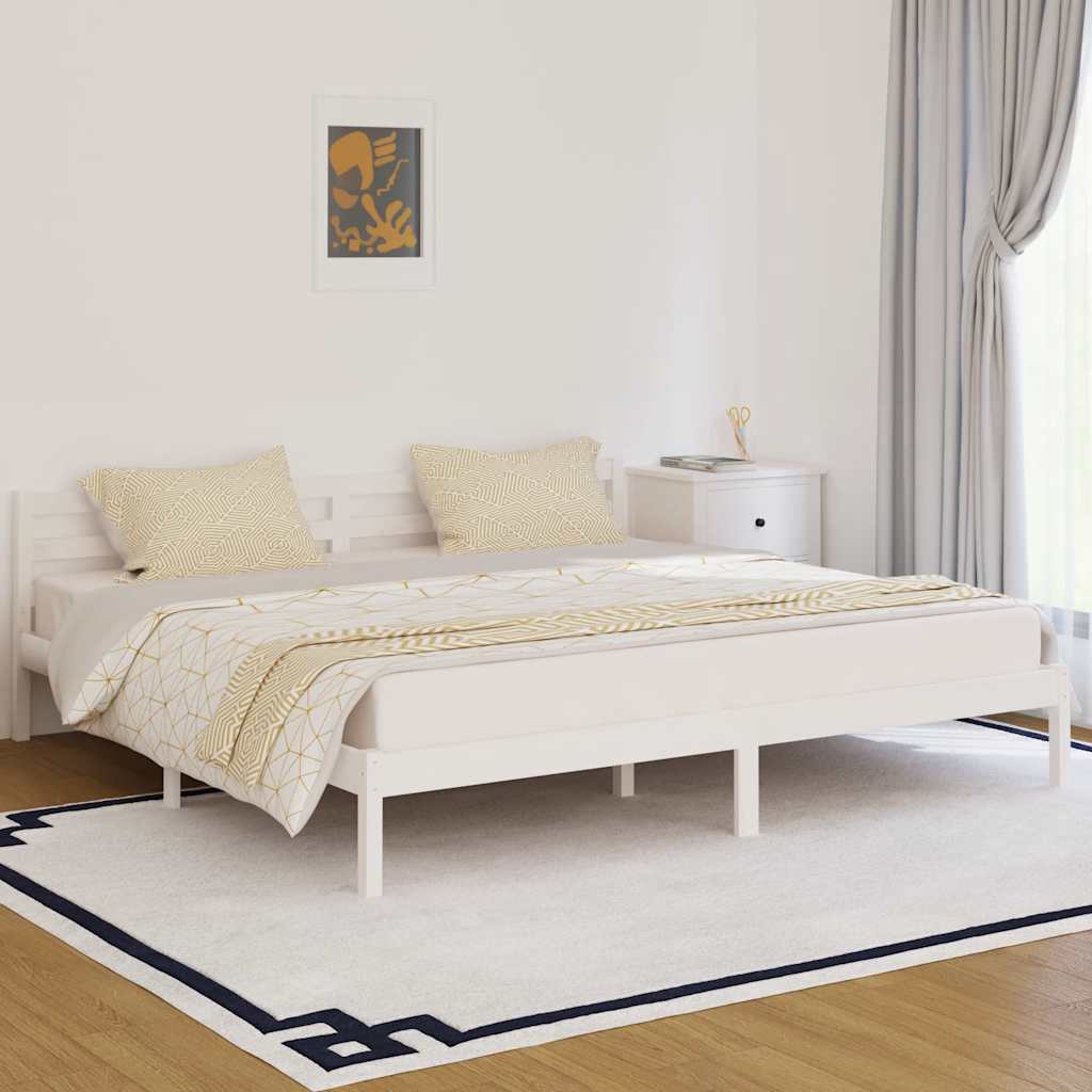 vidaXL Rama ��ka, lite drewno sosnowe, 200x200 cm, bia�e