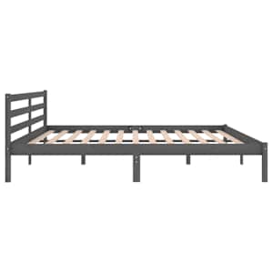 Rám postele masivní borové dřevo 200 x 200 cm šedý - obrázek 5