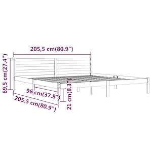 Rám postele masivní borové dřevo 200 x 200 cm černé - obrázek 8